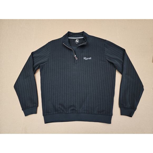 FootJoy Sweater Mens Large Black Drop Needle Performance Ribbed 1/4 Zip Pullover - Picture 1 of 11